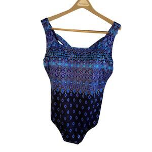 Catherine's Size 22W Blue Tank One-Piece Bathing Suit - New With Tags - READ